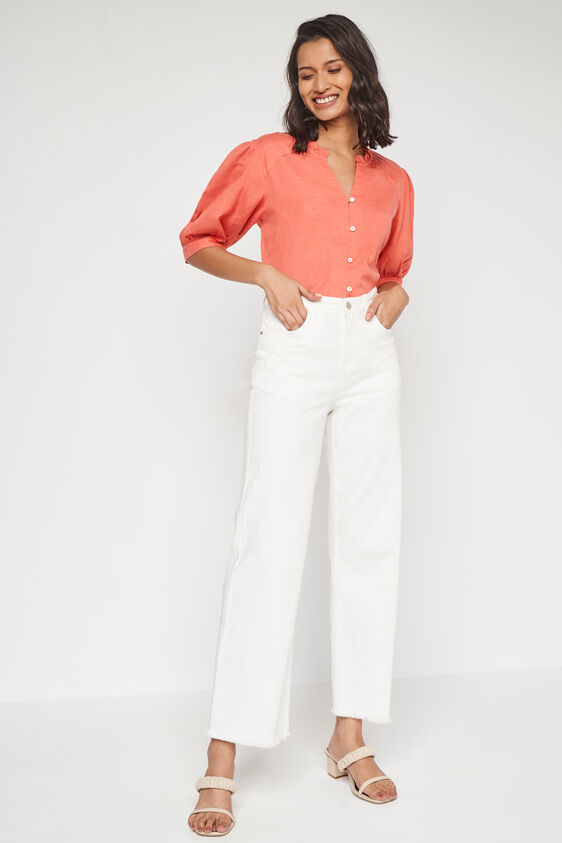 Peach Solid Straight Top, Peach, image 2